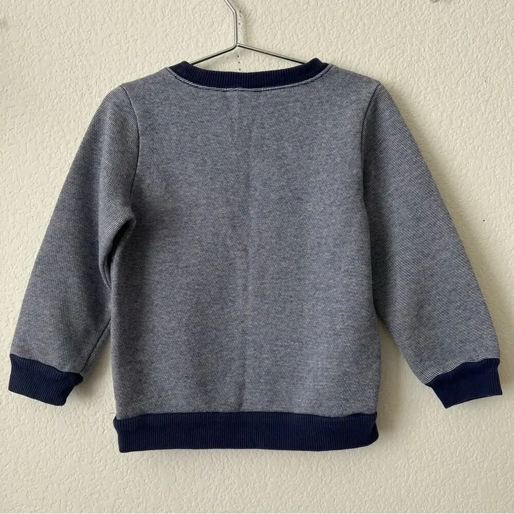 Carter’s navy blue white mini stripe crewneck sweatshirt pullover dog logo
